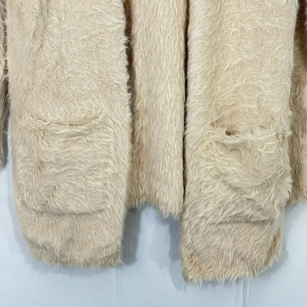 Free People Oversized Fuzzy Cardigan Rose Blush XS | Cozy Soft Knit Boho Sweater